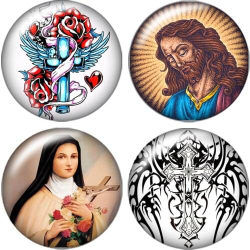 Jesus Cross Faith 10pcs mixed 12mm/16mm/18mm/25mm Round photo glass cabochon demo flat back Making findings ZB0421