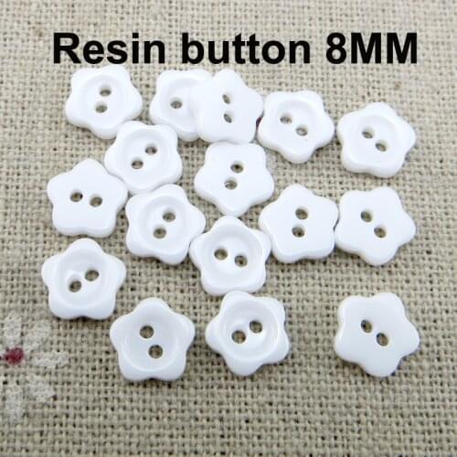 100PCS 8MM Shirt RESIN Sweater White Button Flower Decorative Coat Kids Sewing Clothes Accessory Round Buttons R-362