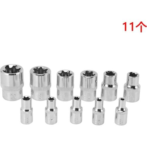 11Pc Female E Torx Star Socket Set Rail E4 - E20 External Star Torque Socket Set