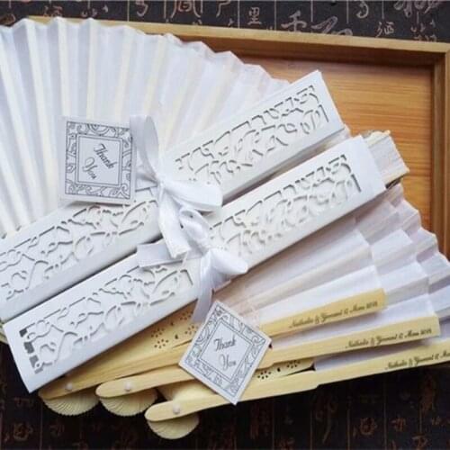 20 pcs/lot Personalized Luxurious Silk Fold hand Fan in Elegant Laser-Cut Gift Box +Party Favors/wedding Gifts+printing
