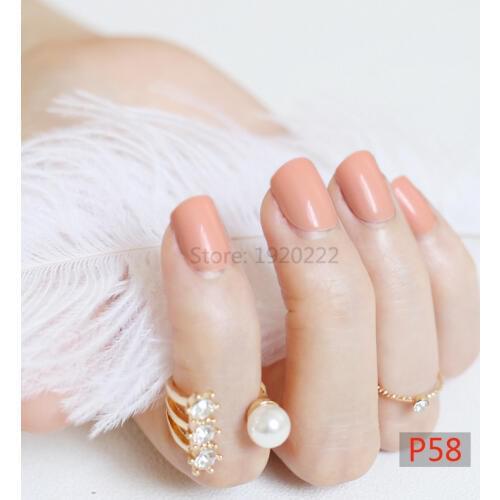 2020 Fashion Women candy false nails false nails short round tail tip Yellow brown P58