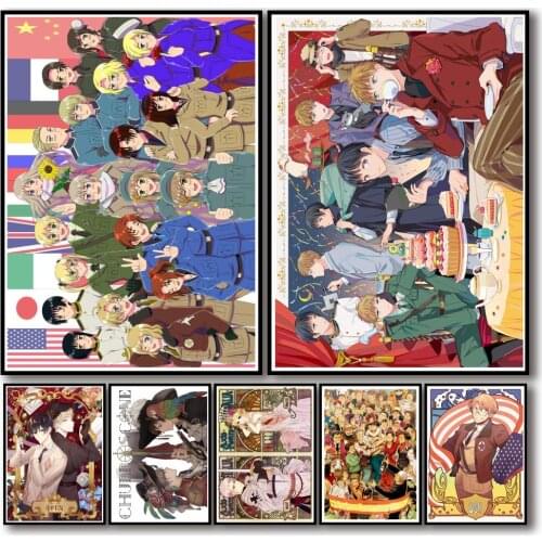 39 Designs Anime Hetalia Whitepaper Poster Artwork Homedecal Fancy Wall Sticker for Coffee House Bar