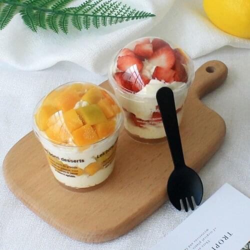 50pcs/pack 200ml Mousse Cup Dessert Pudding Disposable Plastic Cake Cup Dessert Package Baking Supplies