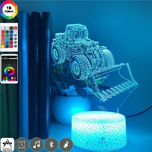 Acrylic 3D LED Lamp Nightlight Color Changing Nightlight Excavator Model with Remote Cotrol for Kids Child Bedroom Decor Gift