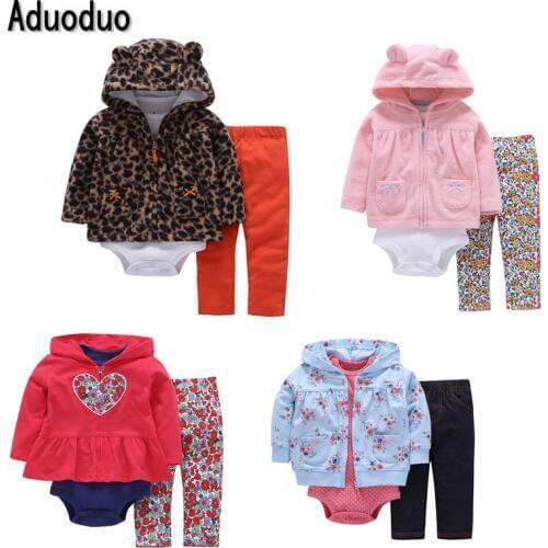2016 New 3pcs Set Baby Boys and Girls Long Sleeve bodysuit Pants, 100% Cotton Fleece Hooded jacket Out Cloth Sets, Casual Wear