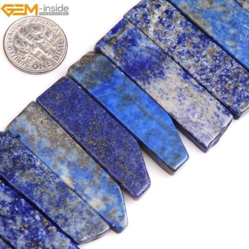 Gem-inside Natural Blue Lapis Lazuli beads Flat Stick Point Beads For Jewelry Making Beads DIY 15" Christmas Gift