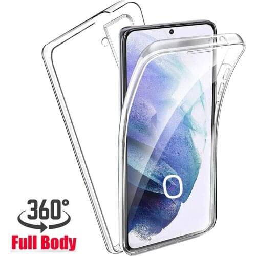 360 Full Body Cover for Samsung S21 Plus S21 FE S10 S9 S8 Plus Double Clear PC+Silicone Case Galaxy S21 Ultra S7 S6 Edge Bumper