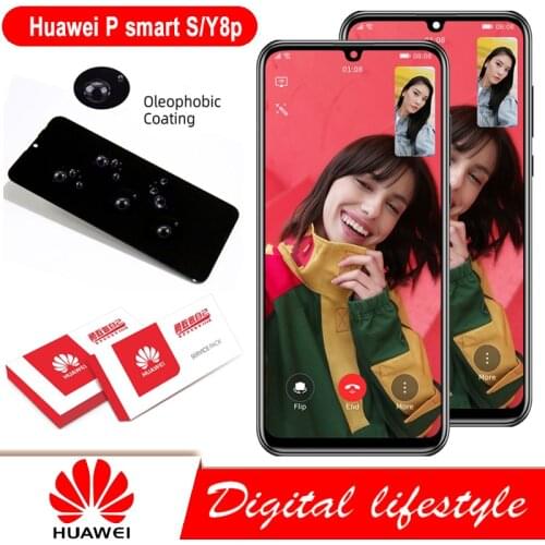 100% Original 6.3'' Display with frame for Huawei Y8P 2020 AQM-LX1 LCD Touch Screen Digitizer Assembly P Smart S Repair Parts