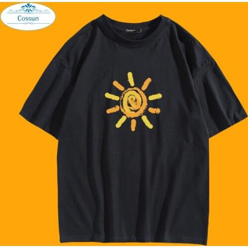 COFUN Beautiful Sun Graffiti Printed Cotton Soft Wearing Fashion T-shirt Harajuku Unisex Tees
