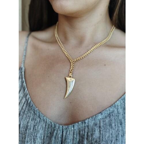 GULCE DERELI, ELEPHANT TUSK SYMBOL CHARM NECKLACE, INFINITY CHAIN NECKLACE, NEW SEASON, GIFT BOX, GOLD/SILVER PLATED