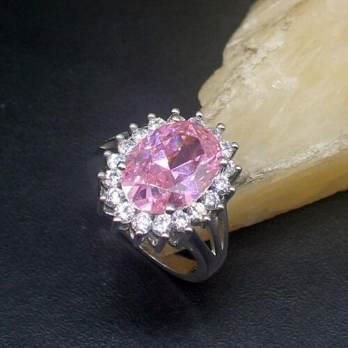Hermosa Beautiful Pink Topaz Kunzite Zircon Genuine 925 Silver Band Ring Wedding Engagement Gifts for Women Size 7# 20214357
