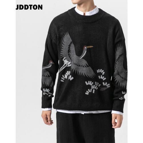 JDDTON Mens O-Neck Pullover Sweater Autumn Winter Loose Clothing Fashion Outwear Knitwear Sweater Clothes Casual Overcoat JE152