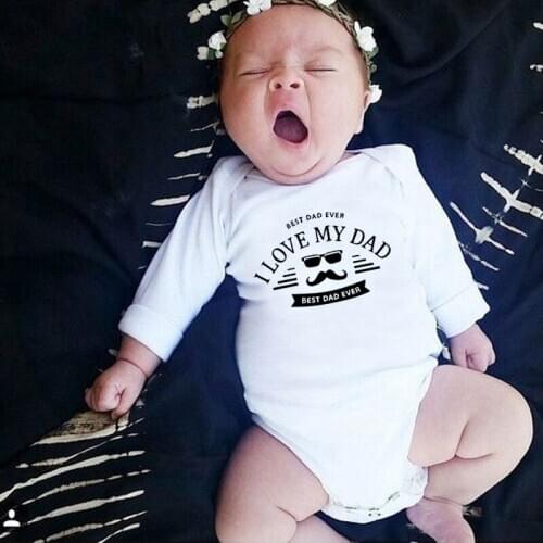 I Love My Dad Best Dad Ever Baby Boys Girls Romper Long Sleeve Bodysuit Fathers' Day Present Onesie Toddler Autumn Clothes