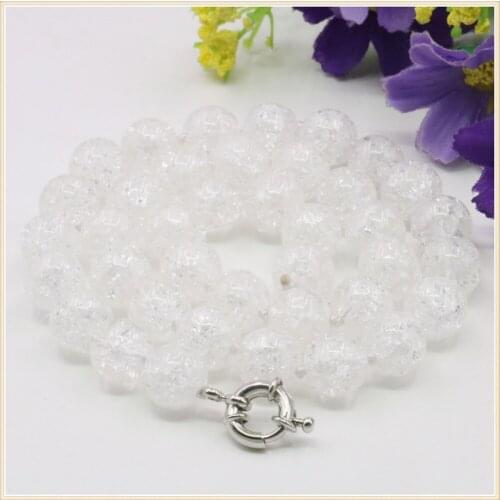 10mm Round White Blast Crystal Necklace Natural Stone Accessory Beads Neckwear Alloy Steering Wheel Buckle Jewelry Making Design