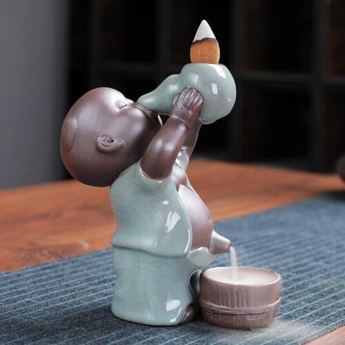 Fu Lu Boy Drinking Backflow Incense Burner Room Decor Waterfall Incense Holder Ceramic Living Room Decration Christmas Gfit