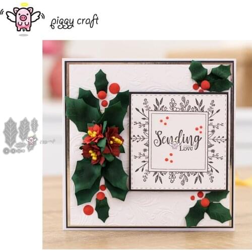 Piggy Craft metal cutting dies cut die mold Holly leaf decoration Scrapbook paper craft knife mould blade punch stencils dies