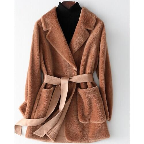 Fashion Mid-length Wool Fur Coat 2020 Autumn and Winter Ladies Fashion Slim Sheep Shearing Coat Winter Coat Women