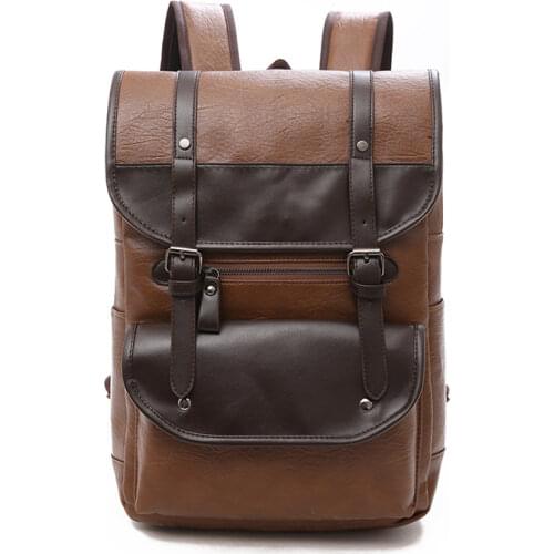Mens Backapack School Brand Waterproof 14 Inch Laptop Backpack Men Leather Backpacks for Teenager Casual Daypacks Mochila Male