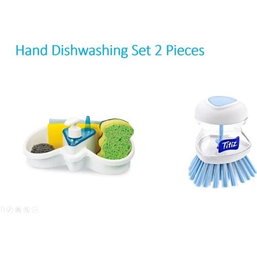 2 Pcs Kitchen Dishwashing Organizer Set, Cleaning, Dishes Cleaning Brush with Sponge Holder Detergent Container, Cleaning Set