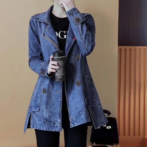 2020 Vintage New Plus Size Denim Jacket Woman Clothes Autumn Jeans Coat Female Loose Long Coats Casual Jackets Women Tops DD058