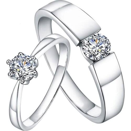 Couple Adjustable Ring Real 925 Sterling Silver Engagement Wedding Party Luxury Elegant Exquisite Trendy Classic Original Design