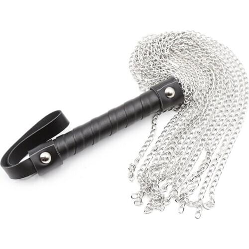 BDSM PU leather Sex Whip Metal Whip Slave Flogger Spanking Metal Chain Tassel Whips Erotic Couple Flirting Toy Sex Shop