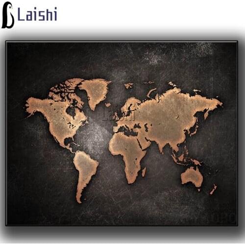 Full Square round Diamond Painting 5D DIY vintage world map patterns bead Embroidery Cross Stitch Mosaic Rhinestone Decoration