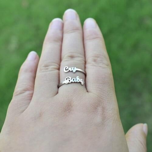 Popular in Europe and the United States, the letter Cry Baby ring female personality simple gift for friends