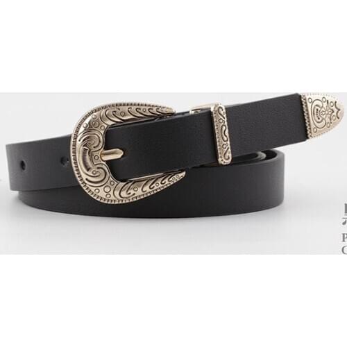 Faux Leather Waist Band Black Coffe Colors Belts Fashion Women Ladies Vintage Metal Buckle Waist Belt