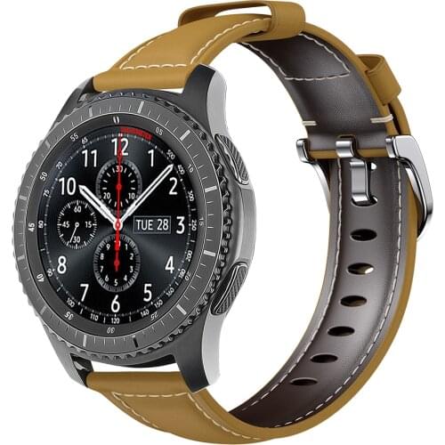 22mm Leather Strap for Samsung Galaxy Watch 3 45mm 46mm Watch Band for Gear S3 huawei watch gt amazfit gtr 47mm Wrist Strap