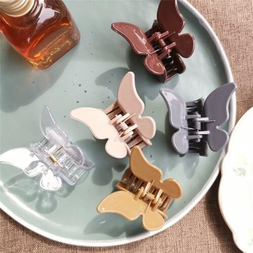 Retro and Elegant French Morandi Color Matching Butterfly Solid Color Acrylic Hair Clip Grabbing Clip Fashion Hair Clip