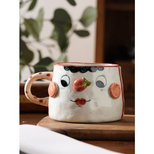Handmade Coffee Mug Cartoon Milk Mug Friends Gift Office Tabletop Drinkwares Porcelain Carrot Strawberry