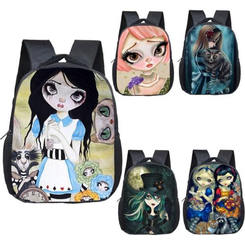 Kawaii Gothic Cartoon Girls Small Backpack Kids Kindergarten Bag Girls Diaper Backpack Baby Toddler Bag Children School Bags
