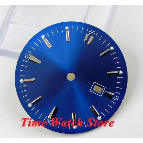 34.8mm blue sterial dial super luminous silver marks Watch Dial for MIYOTA 8215 821A Mingzhu 2813 4813 Movement D42