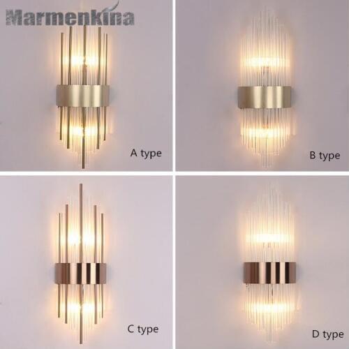 MODERN Hotel Bedroom Bedside Aisle lights Corridor Stair Crystal Rod Wall lamp E14*2