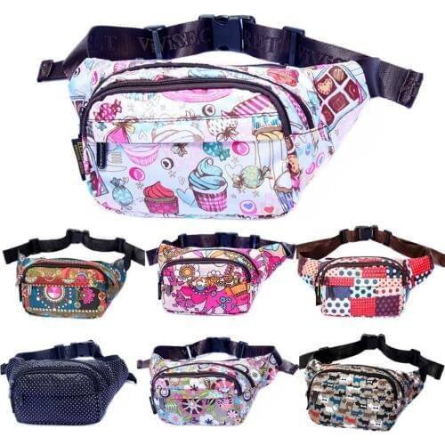 Women Designer Waterproof Nylon Floral Waist Bum Camera Belt Bag Fanny Pack Hip Purse Money Cell Phone Pouch Christmas Gift