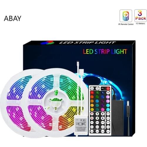 Led Strip Lights 5050 SMD Color Kit IP65 Waterproof Flexible RGB Led Light with 44 Key Remote DC 12V Power Supply for Indoor
