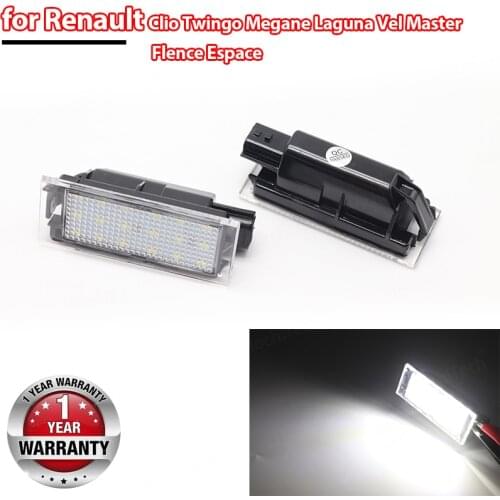 White LED For Renault Clio Grand Tour MK 3 4 Kangoo Koleos Kadjar Car Number License Plate Lights Assembly Auto Number Lamp
