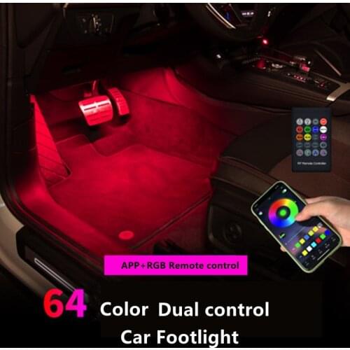 LED Car Foot Light Ambient Lamp With USB Wireless Remote Music Control Multiple Modes Automotive Interior Decorative Lights