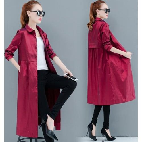 Fashion Long Female Trench Coat 2021 Spring Autumn New Single-breasted Loose Cardigan Windbreaker Women Solid Color Overcoat 4XL