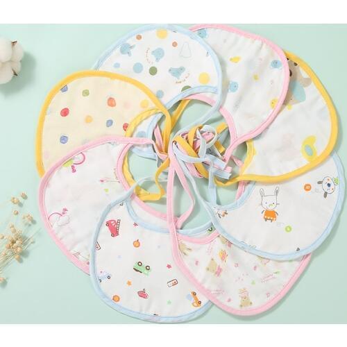High-density 6-layer cotton gauze Lace-up bib Newborn feeding snoring clothes for men and women baby saliva towel 16*18 cm