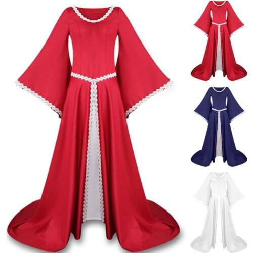 Women Dresses Goth V-neck Irregular Long Sleeves Medieval COS Clothing Dress Women Vestidos Verano Long Party Dress