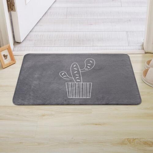 1PC Gray Cactus Carpet Living Room Doormat Parlor Area Rugs Plant Printed Bedroom Rugs Soft Flannel Kitchen Carpet Bathroom Mat