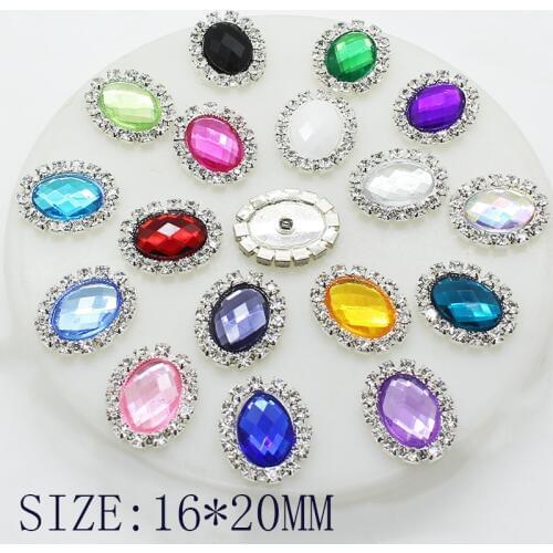 New shiny 10pcs 16 * 20mm Oval Diy Foot Crystal Jewelry Button Sewing Accessories Decorative Buckle Rhinestone Button Wholesale