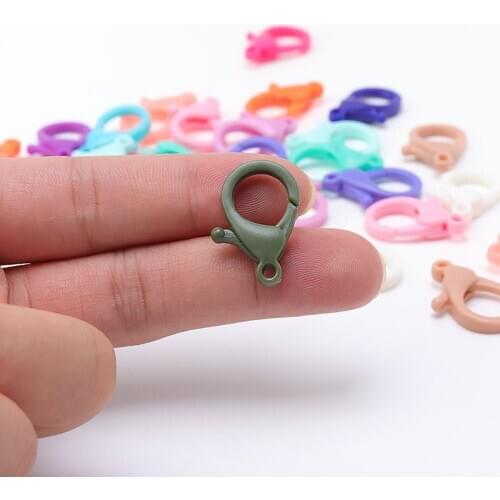 10pcs Colorful Plastic Lobster Clasps Key Chain Key Ring Lamp Shape Buckle Snap Hook For DIY Jewelry Making Findings Wholesale