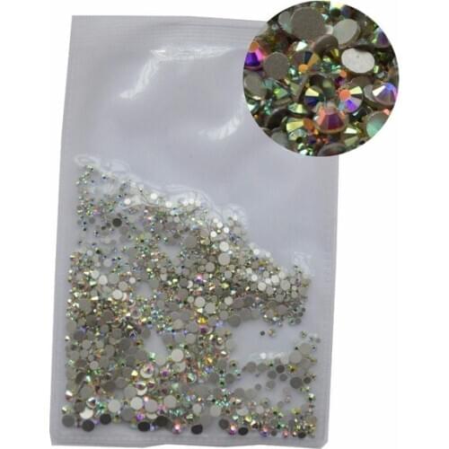 1000pcs/Pack Mix Sizes Crystal Clear AB Non Hotfix Flatback Rhinestones Nail Art Rhinestones For 3D Nail Art Decoration glitter