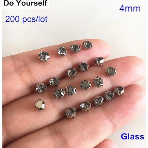200pcs 4mm Crystal Gray Glass Sewing On Beads For Garments Decoration,Crystal Glass Sewing Beads For Wedding Dress,Shoes Deco
