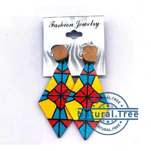 2021 Printed Geometric metal stud Earrings can mixed colors
