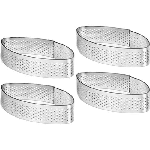 4PCS Cake Mold Tool Pastry Cheese Tart Ring Kitchen Utensils Porous Cake Mouss French Tart Ring (Boat)