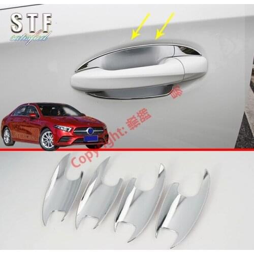ABS Chrome Door Handle Bowl Cover Cup Trim Molding Garnish For Benz A Class W177 2019 2020